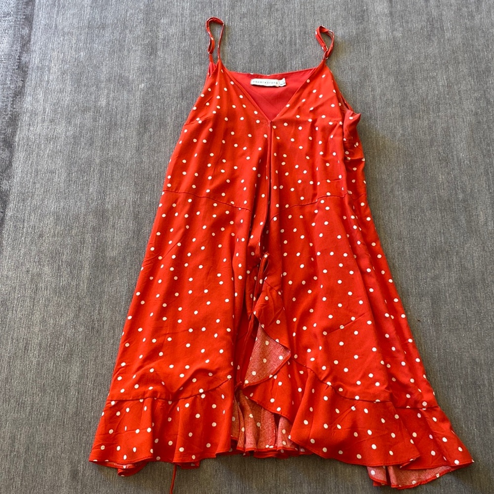 Paper Crane red polka dot dress. Size small
